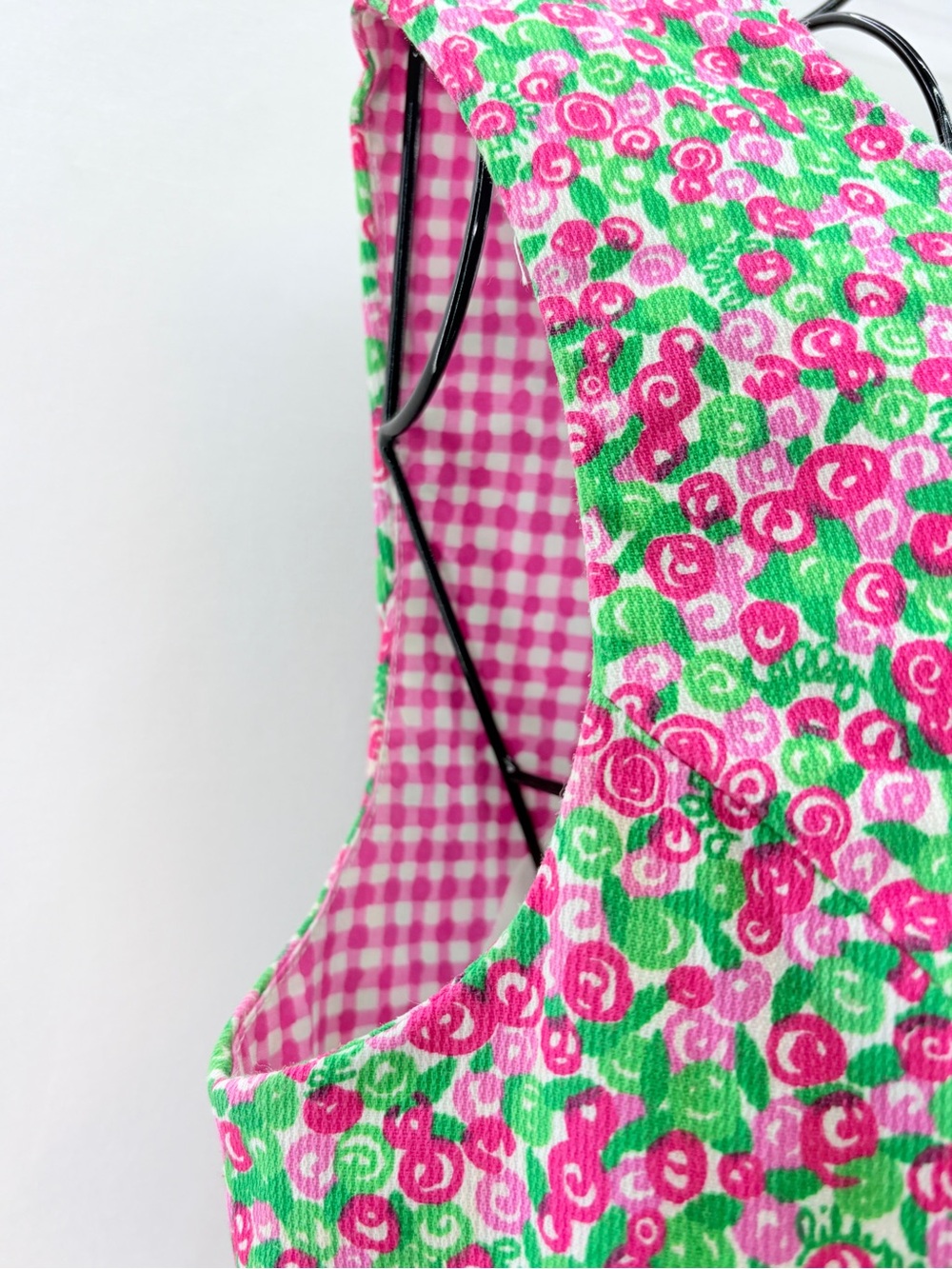 Vintage Lilly Pulitzer Pink Green Ditsy Rose Preppy Retro Crop Top Size Medium - Picture 6 of 11